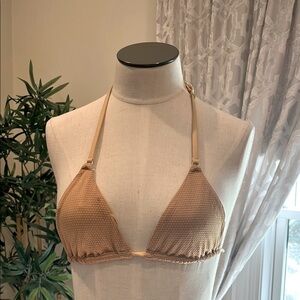 Slate Swim S top Tan Halter Bikini Top